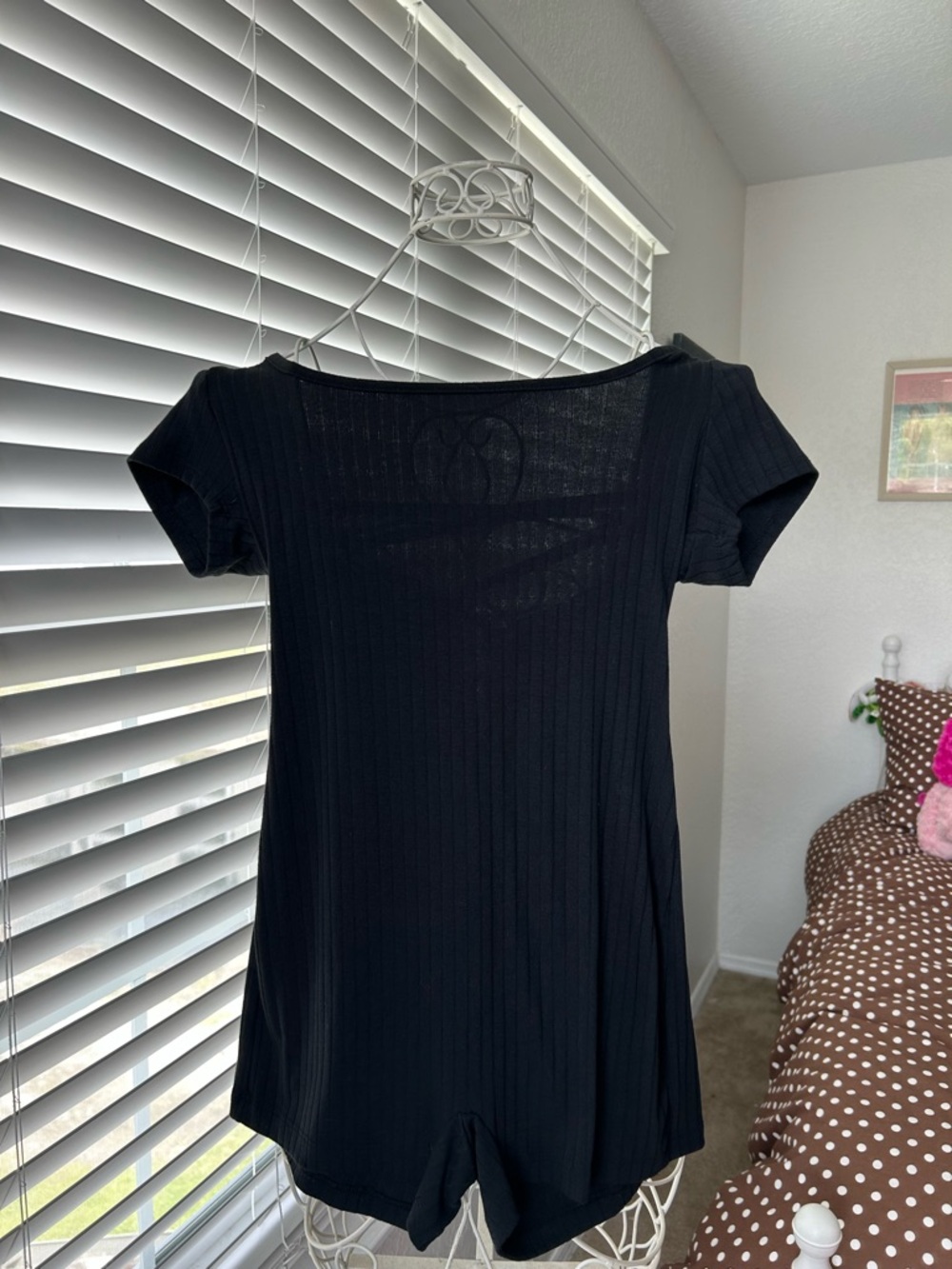 wild fable Black Ribbed Short Sleeve Romper